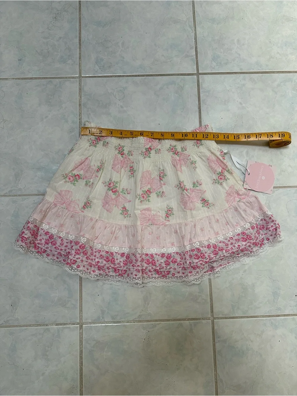 LoveShackFancy x Target Girls' Clara Blooming Bows Rose Pink Tiered Skirt Sz 16